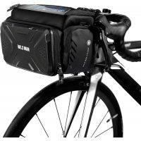 Geantă impermeabilă pentru bicicletă cu buzunar pentru telefon - Neagră, 4 litri