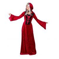 Rochie medievală pentru dame cu glugă - Roșie 34/36