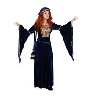 Rochie medievală pentru dame cu glugă - Albă 46/48