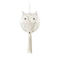 Captator de vise - Decorațiune macramé cu bufniță - Bej