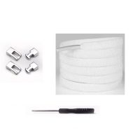 Șireturi elastice pentru încălțăminte cu clips, un set - Alb, 100 cm