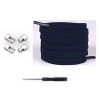 Șireturi elastice pentru încălțăminte cu clips, un set - Albastru închis, 100 cm