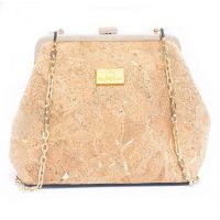 Geantă retro din plută cu închidere metalică și lanț