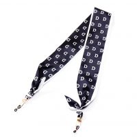 Eșarfă pătrată din mătase pentru ochelari - Litera D, alb negru