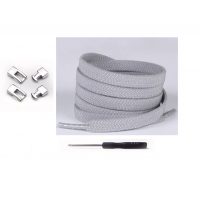 Sireturi elastice pentru pantofi late cu clipsuri, un singur acompaniament - Gri deschis, 100 cm