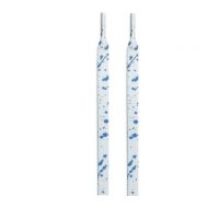 Șireturi late pentru pantofi, batikate, o pereche - Alb-albastru, 120 cm