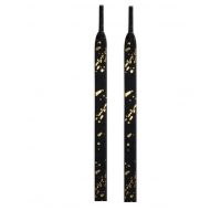 Șireturi late pentru pantofi, batikate, o pereche - Negru-auriu, 120 cm