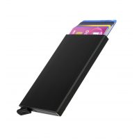 Carcasă metalică subțire pentru carduri cu protecție RFID - Neagră