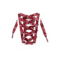 Șireturi late cu imprimeu floral, o pereche - roșu închis-alb, 120 cm