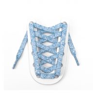 Șireturi late cu imprimeu floral, o pereche - albastre deschise-albe, 120 cm