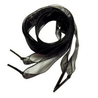 Șireturi din satin pentru pantofi, o pereche - negre, 110 cm