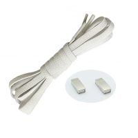 Șnururi elastice pentru pantofi lățime - Tip D - prindere magnetică, o pereche - Albe, 100 cm