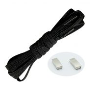 Șnururi elastice pentru pantofi lățime - Tip D - prindere magnetică, o pereche - Negre, 100 cm