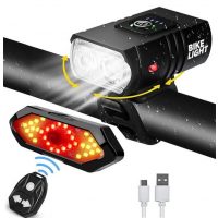 Set de lumini pentru bicicletă cu încărcare USB și control de la distanță - negru