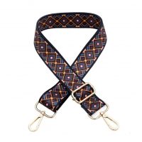 Curea de schimb pentru geantă - romburi galben-albastre, cataramă aurie