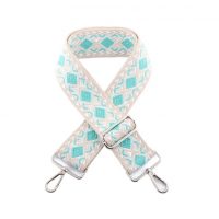 Curea de schimb pentru geantă - Dungată bej-turcoaz, cataramă argintie