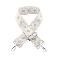 Curea de schimb pentru geantă - Dungată bej-verde, cataramă argintie