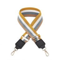 Curea de schimb pentru geantă - Dungată galben-gri, cataramă gri închis + piele