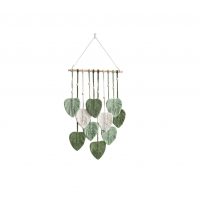 Lampa de vis - Decorațiune mare din macramé Boho Frunze - Verde-bej