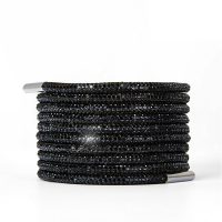 Șireturi cu strasuri pentru pantofi sau hanorace, un pereche - Negre, 100 cm