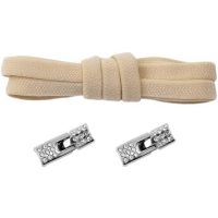 Șnururi elastice pentru pantofi late cu un clips cu pietre, o pereche - Bej, 100 cm