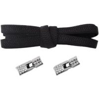 Siretici elastice pentru pantofi largi cu prindere cu sponă stras, o pereche - Negri, 100 cm