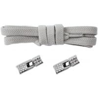 Șireturi elastice pentru încălțăminte late cu clipsuri strălucitoare, unică pereche - Gri deschis, 100 cm