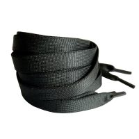 Șireturi plate pentru încălțăminte, o pereche - negre, 120 cm