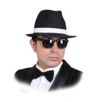 Pălărie gangster - Neagră cu dungi albe