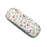 Carcasă rigidă din material textil pentru ochelari - Florală, albă