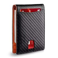 Portofel bărbătesc Carbon cu protecție RFID - Negru portocalie