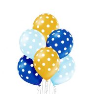 Baloane premium - Albastre și galbene cu buline, 6 bucăți