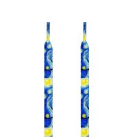 Șireturile late cu imprimeu, o pereche - cerul nocturn, 120 cm