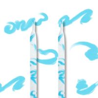 Șireturile late cu imprimeu graffiti, o pereche - albastre deschise, 120 cm