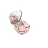 Cutie de transport portabilă cu oglindă pentru lentile de contact - Roz