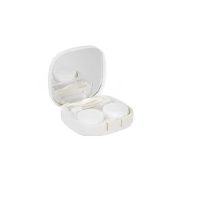 Cutie de transport portabilă cu oglindă pentru lentile de contact - Alb