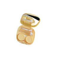 Cutie de transport portabilă cu oglindă pentru lentile de contact - Galben