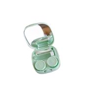 Cutie de transport portabilă cu oglindă pentru lentile de contact - Verde