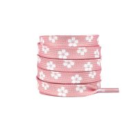 <b>Șireturi late cu imprimeu floral, un pereche - Roz, 120 cm</b>