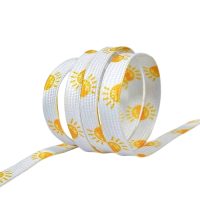 Șireturi late cu imprimeu, un set - Flori de soare, 120 cm