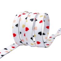 Șireturi late cu imprimeu, un set - Inima, 120 cm