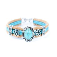 Ramă din plută cu ornamente și flori - Turcoaz