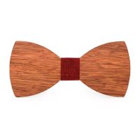 Papion din lemn - Cu model simplu, roșu