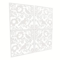 Cortină decorativă suspendată, set 12 buc - Păsări, alb