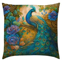 Husa de pernă 45 x 45 cm - Păun cu flori