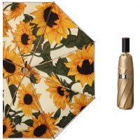 Umbrelă din titan cu două straturi cu protecție UV - Auriu cu floarea soarelui
