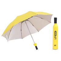 Umbrelă pliabilă cu protecție UV în formă de sticlă - Galben