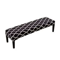 Husă elastică pentru bancă - Neagră cu model alb