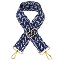 Curea Intercambiabilă pentru Geantă - Țesut Albastru-Alb, Clip Aurie