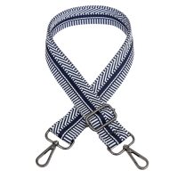 Curea Intercambiabilă pentru Geantă - Țesut Albastru-Alb, Clip Gri Închis